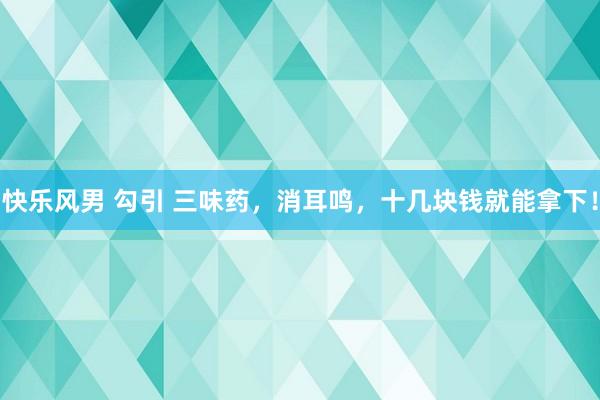 快乐风男 勾引 三味药,消耳鸣,十几块钱就能拿下!